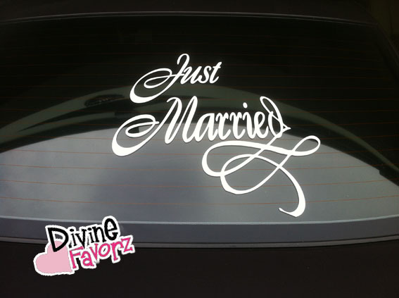 Personalized Wedding Car Decal Vinyl Sticker - Click Image to Close